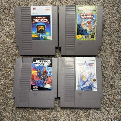 Nintendo NES Lot of 4 Games Cobra Command Top Gun Mission Impossible Captain Sky