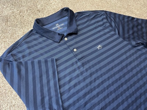Southern Tide Men's Performance S/S Polo Shirt Navy Stripe 2XL EUC