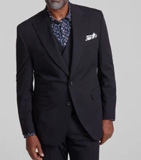 Tayion Collection Men's Black Classic-Fit Solid Suit Separate Jacket Size 46R