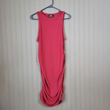 NWT Cider Sleeveless Bodycon Dress Ribbed Ruched Sides Red Women's Large