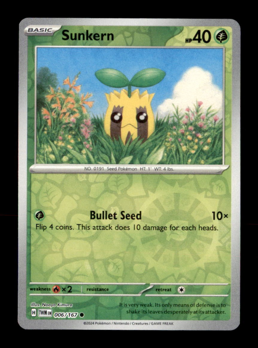 Sunkern 006/167 Common Twilight Masquerade Pokemon Reverse Holo Near Mint