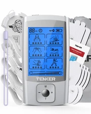TENKER TENS EMS Unit Muscle Stimulator 24 Modes TENS Machine  Pain Relief 8 Pads