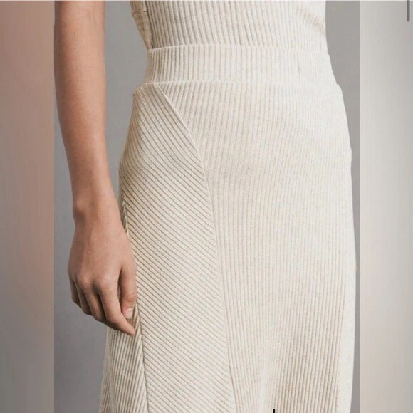 NWT RAG & BONE echo linen ribbed midi skirt in ivory XXS