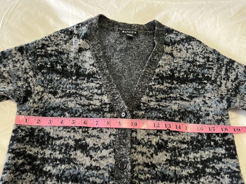 Athleta Button Front Westlake Textured Cardigan Black Gray | SZ S | Wool Blend - Picture 5 of 7