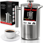 French Press Coffee Maker (1L)-Double Walled Large Coffee Press with 2 Free Filt