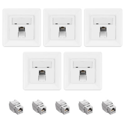 5x Keystone Modul 8x Netzwerkdose Dose 1-Port Set CAT 6A Kabel 10Gibt/s