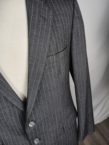 givenchy Mens Sz 42R Gray Pin Stripe Wool Blend Sport Coat B27 - Picture 9 of 14