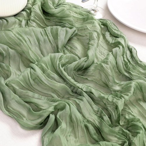 6 Pack Sage Green Cheesecloth Spring Table Runner, 35X120 Inches Boho Gauze Tabl - Picture 7 of 7