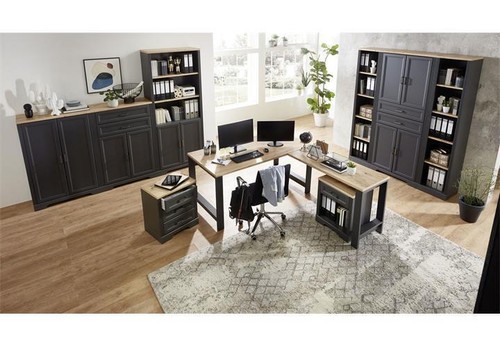 Schreibtisch 21 Bürotisch Computertisch Jasmin Artisan Eiche graphit grau 160x80 - Bild 9 von 9