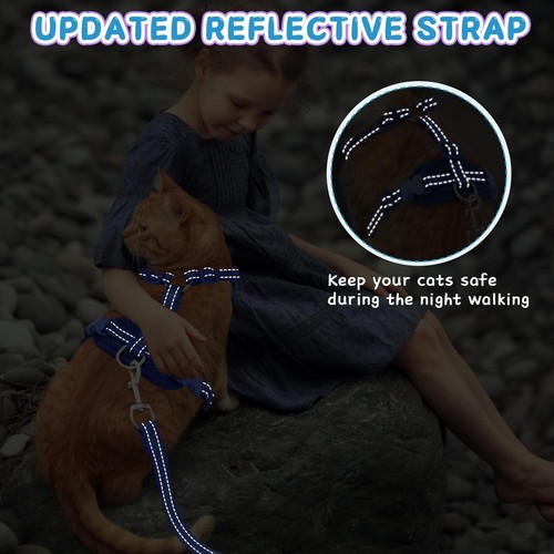 Supet Cat Harness & Leash for Walking Escape Proof, Adjustable Blue Small - Picture 5 of 7
