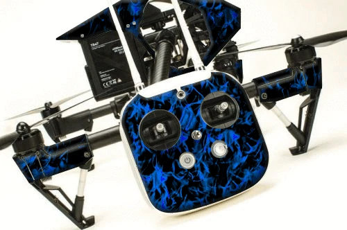 kamp afsked beslutte DJI Inspire 1 Quadcopter/Drone, Transmitter, Battery Wrap/Skin | Dk Blue  Flames | eBay