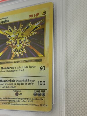 Pokemon Zapdos #16 1st Edition HOLO Foil Thick Stamp 1999 PSA NM 7