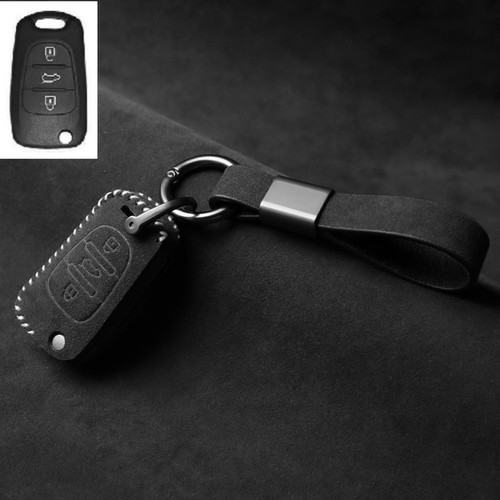 Full Suede Covered Key Fob Remote Protector Holder Cover Case For Kia D 3-Button - Picture 5 of 9