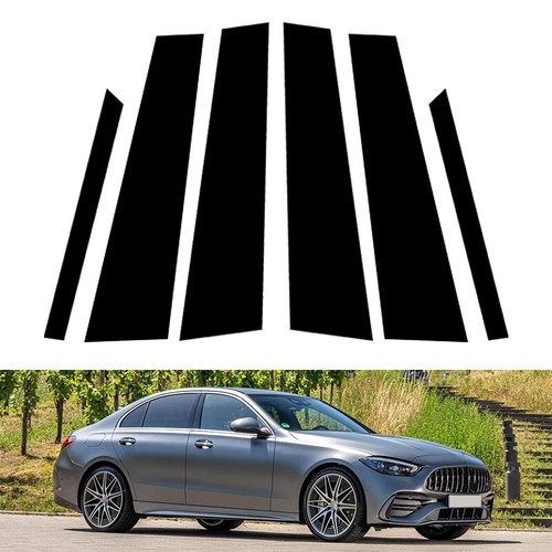 Window Pillar Posts Sticker Black Fits For Mercedes-Benz C-Class 2022 2023 2024 - Picture 10 of 12