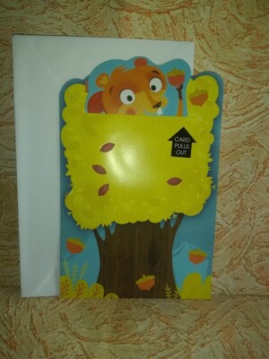 ^8'' *Cute Father's Day Card Pull Up Squirrel Song Musical From Your Little Nut