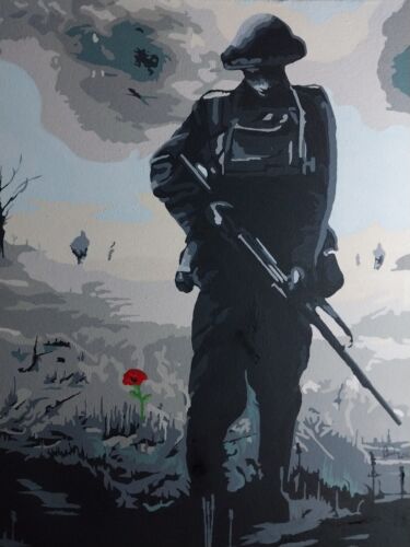 Military Art. "The Patrol" Original hand painted on a 16"×20" canvas. - Picture 5 of 7