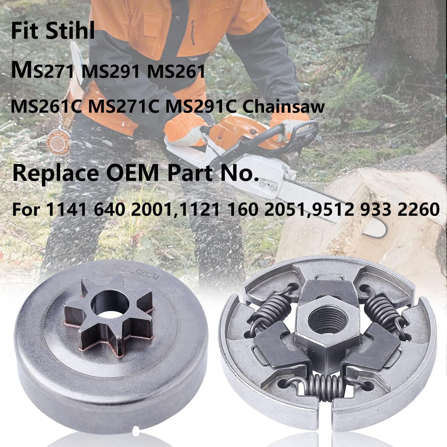 For Stihl Chainsaw Spur Sprocket Clutch Drum Kit MS271 MS291 MS 291 271 .325-7T