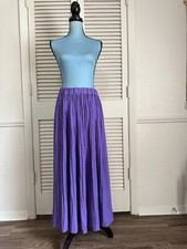 Vintage Boho Maxi Skirt Purple Pleated Elastic Pull On Waist 26"