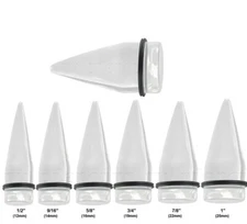 Clear Acrylic Straight Taper Expander Ear Stretcher Ear Plug 1/2" to 1"