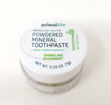 Primal Life Powdered Mineral Toothpaste .25oz Sparkling Spearmint - Brand New 
