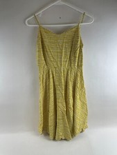 Old Navy Dress Women's Size Medium Yellow Mustard White Striped Above Knee