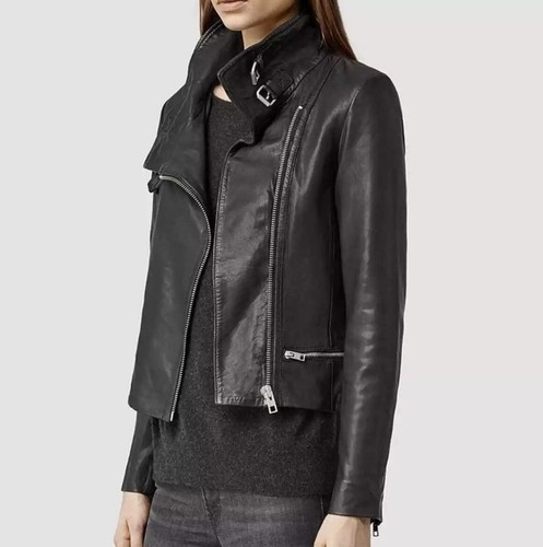 SAINTS BALES BLACK LEATHER BIKER JACKET 