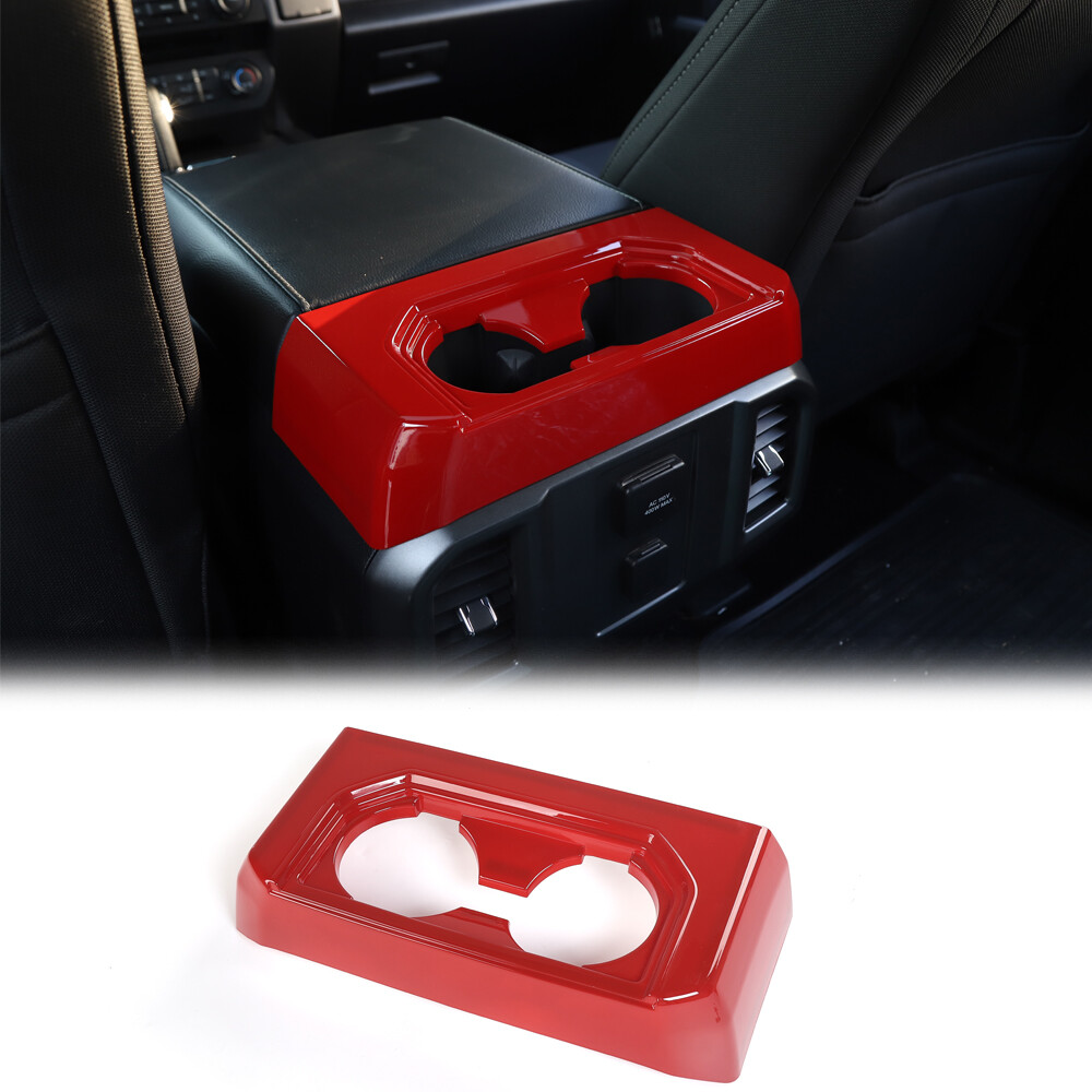 Rear  Armrest Box Cup Decor Cover Trim for Ford F150 F-150 2016+ Red Accessories