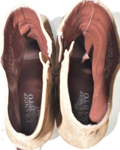 Franco Sarto Size 9.5 Brown Suede Wedge Ankle Boots Side Zip Booties BRAZIL - Picture 8 of 12