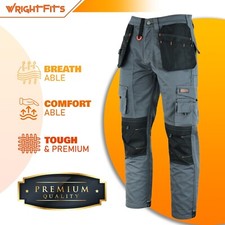 WrightFits Cargo Arbeitshose Herren grau Kampfhose mit Holstertaschen 30-42