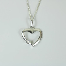 WHITE GOLD FINISH Created Diamond Classic Heart Cut Heart Design Pendant 