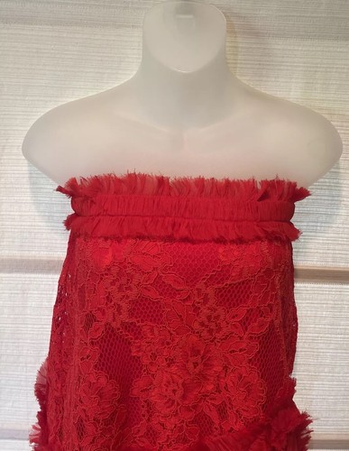 ALEXIS Red Lace/ Silk Strapless Top Size XS~EUC - Picture 3 of 5