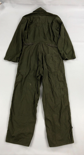Men's Vintage 80s Authentic Military Green Coveralls Medium 100% Cotton Sateen - Picture 5 of 12