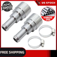 Stainless Steel TWO Heater Core Coolant Hose Connectors FOR 1998-2014 Silverado
