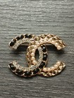 Gold Black Pin C-4 Luxury Cc Pearl Brooch
