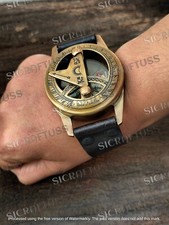Antique Vintage Elgin Wristwatch Brass Sundial Compass Gift - Custom Engraved
