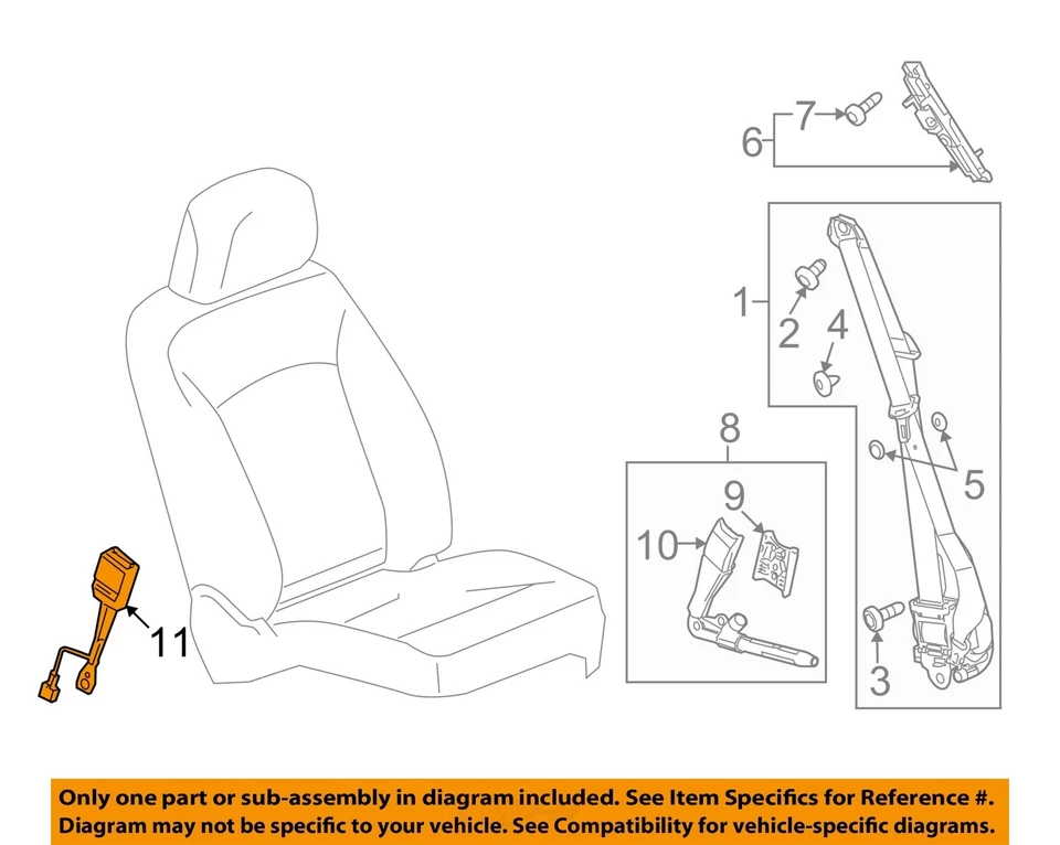 Used Front Right Seat Belt Front fits: 2014 Chevrolet Malibu passenger buckle Fr Foto 3 de 4