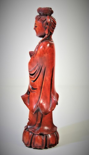 Vintage Kwan Yin Hartholz asiatisch orientalisch chinesisch geschnitzte Figur - Bild 7 von 7