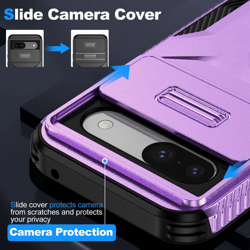 For Google Pixel 10 9A 8A 8 9 Pro XL Hybrid Armor Case with Slide Camera Cover - Image 4 of 4
