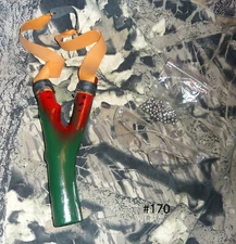 Handcrafted wood slingshot, catapult. Walermelon design! 3M glasses/ammo. Signed