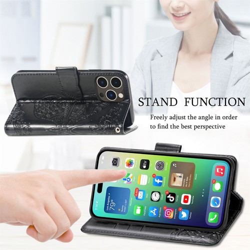 Flip Wallet Case Butterfly PU Leather Cover for iPhone 16 Pro Max 15 14 13 12 11 - Picture 3 of 35