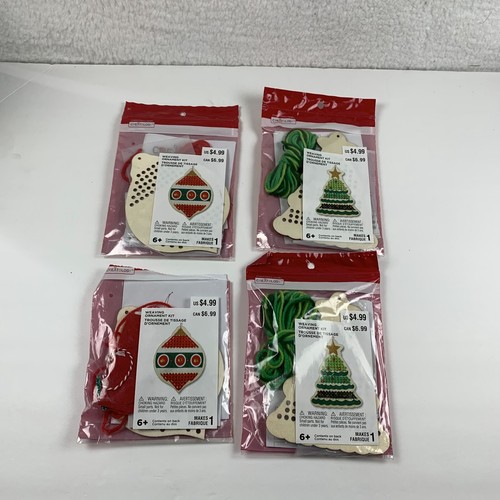 Creatology Ornament Kits Kids 6+ Green/Red Christmas Wood Craft Lot Of 4 6162