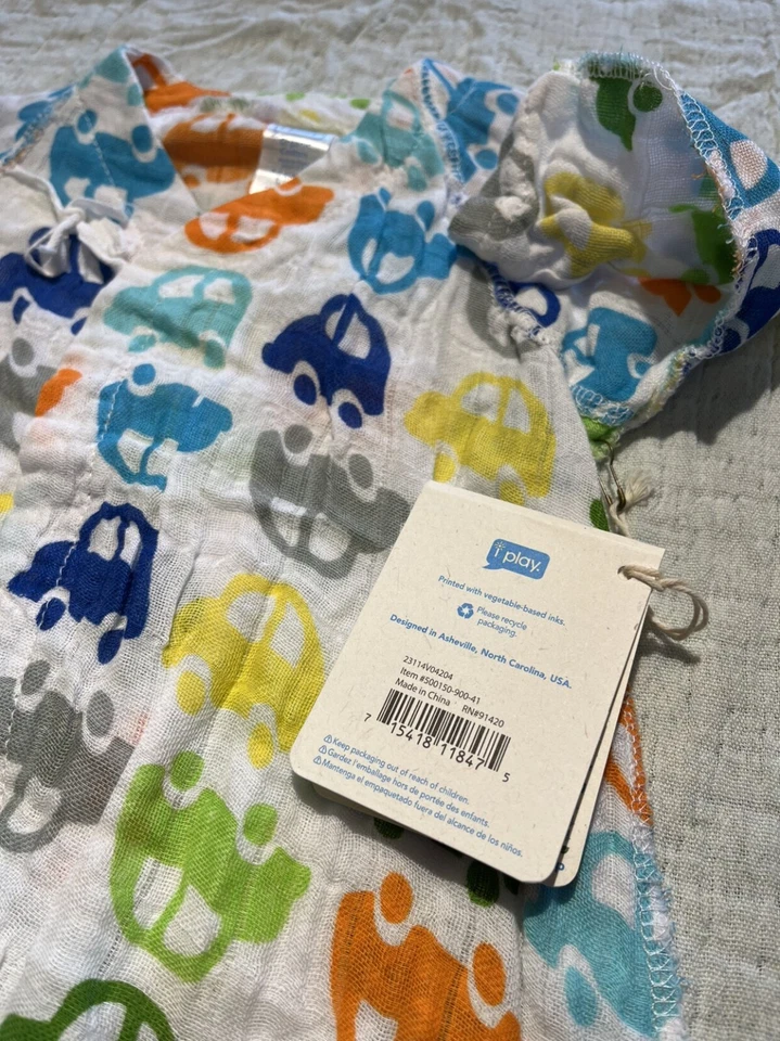 Vestido de muselina orgánico Iplay 0-3 meses nuevo con etiquetas Foto 3 de 4