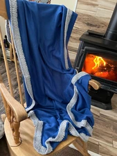Hand Crafted New Fleece Throw w/ SPARKLE yarn, Travel Lap Carseat Stroller Gift!