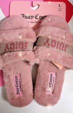 Juicy Couture JC-Halo Slide Slippers Faux Fur Color IS-MAUVE/SILVER Size L