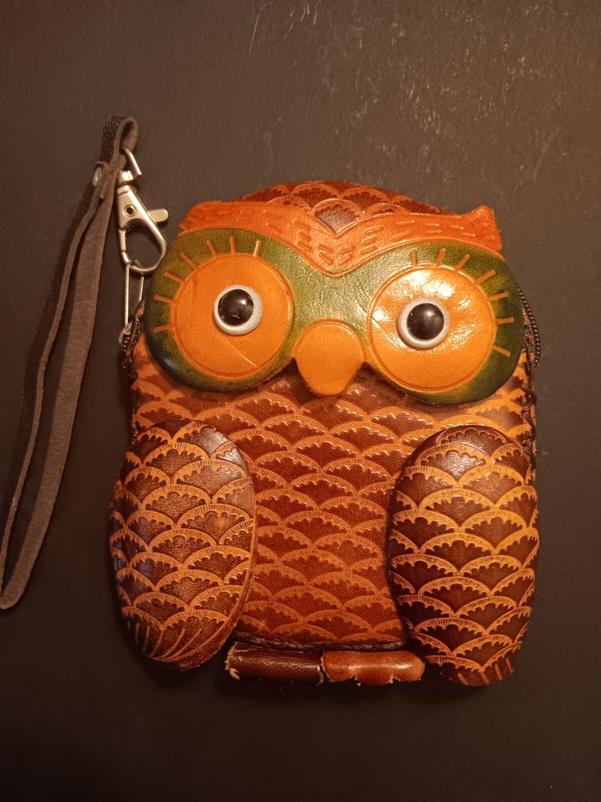 Owl Genuine Leather Handmade Crafted Animal Coin Purse Wristlet Wallet