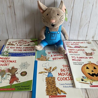 If You Give A Mouse A Cookie Set Read With Kohls Plush+8 Paperbacks Holidays New
