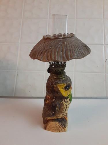Vintage Owl Shaped Mini Oil Lamp with shade Japan Tennessee - Picture 2 of 4