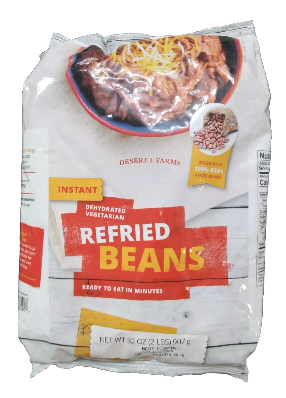 Lot Of 2 Dehydrated Instant Refried Beans Frijoles Refritos 32 Oz, NEW