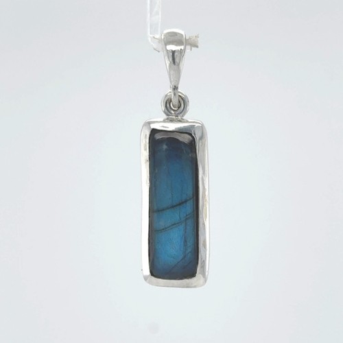 Rectangle / Square LABRADORITE Pendant - 925 STERLING SILVER Natural Genuine 2e - Picture 8 of 8