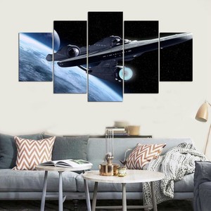 Large Framed Star Trek Enterprise Space Canvas Wall Art Home Decor